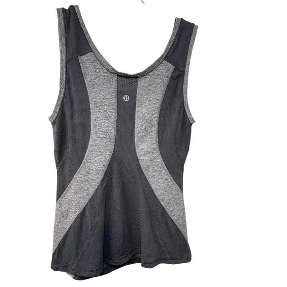 Lululemon Womens Scoop Neck Striped Stretch Knit Tank Top Gray Size 4 - Picture 2 of 4